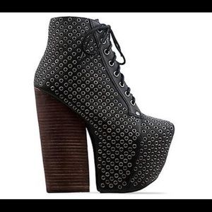 Jeffrey Campbell Freda Eye Boots. Black leather